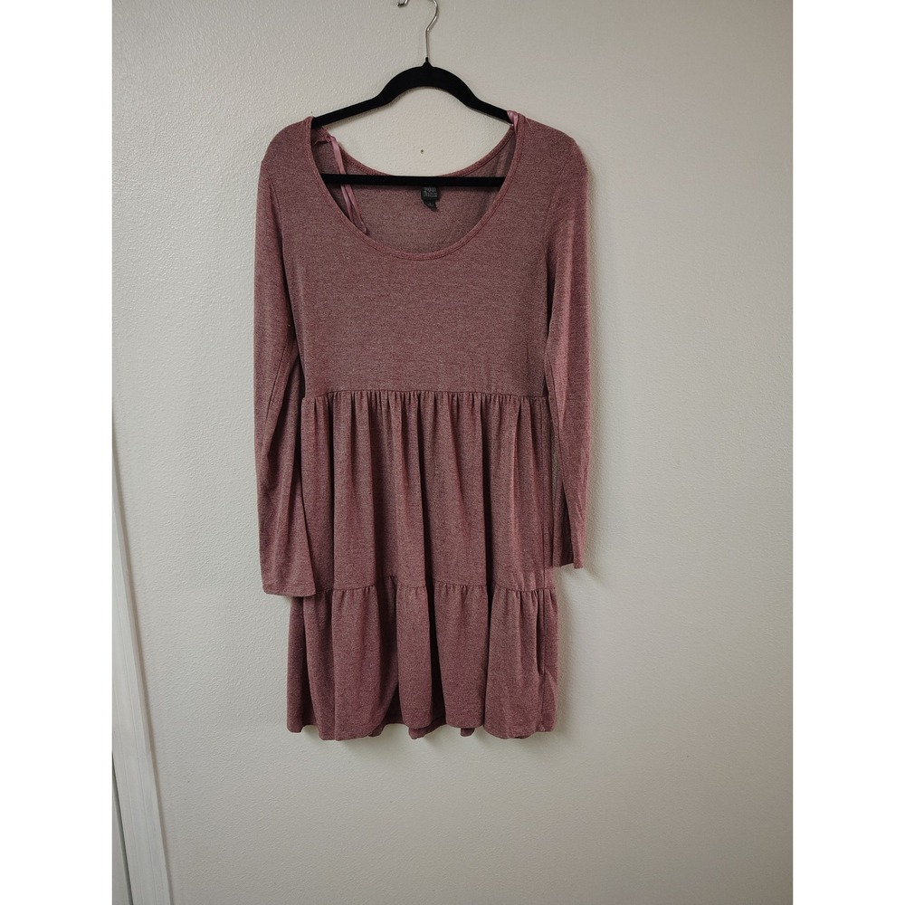 Wild Fable Womens Long Sleeve Tiered Babydoll Dress Mauve‎ Pink Heathered Size M